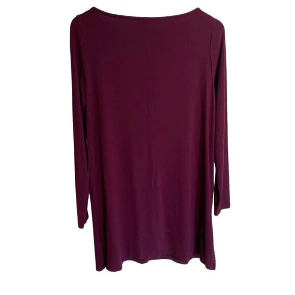 Eileen Fisher Burgundy Bateau Neck Tunic Top S/P - Picture 4 of 4